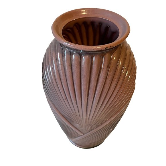 Vintage Hollywood Regency Miami Art Deco Glass Vase Mauve Pink 13" Tall - Picture 3 of 8